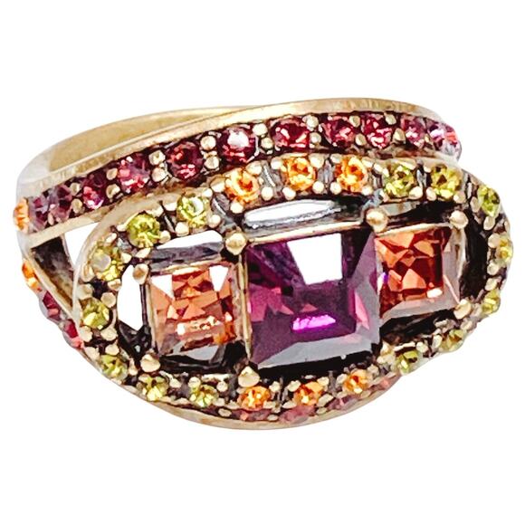 Heidi Daus Jewelry - Signed Heidi Daus Colorful Cocktail Ring Designer Statement Rhinestone Size 6